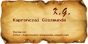 Kapronczai Giszmunda névjegykártya