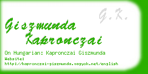 giszmunda kapronczai business card